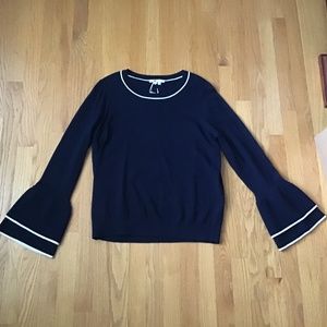 Boden, navy blue bell sleeve sweater, Sz 14, NWT